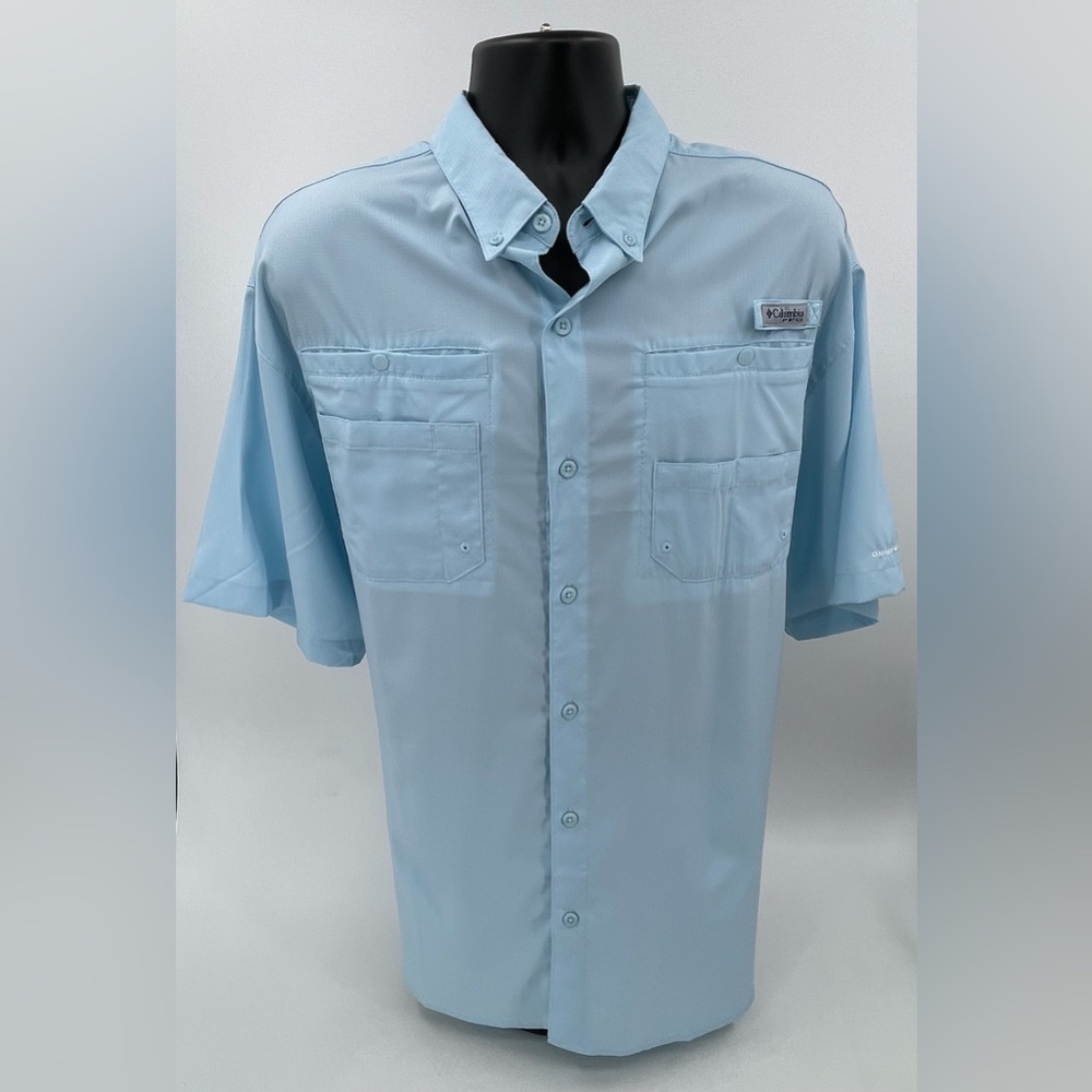 Columbia PFG Shirt Men’s Short‎ Sleeve Extra Large XL Light Blue Tamiami Fishing